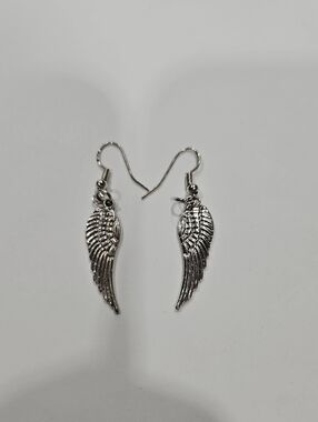 925 Sterling Silver Angel Wing Dangle Earrings